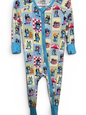 ‘Bluey’ Print Zip-Front Kids One-Piece - Light Blue